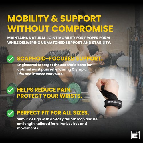 Element 26 IsoWraps Scaph Wrist Wraps for Cross Training, Weightlifting, Olympic Weight Lifting - Lifting Wraps for Men and Women - Wrist Support Braces with Mobility (Black Suede Leather)