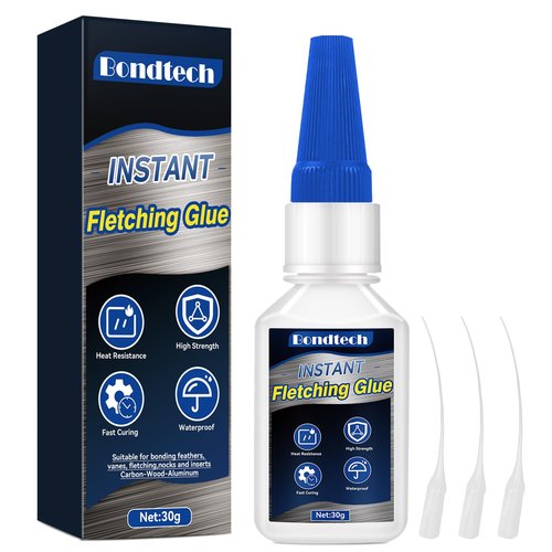 Fletching Glue 30 g, Arrow Glue, Instant & Clear Adhesive for Carbon Arrows, Fletching Vanes, Feathers and Inserts, Great for Aluminium, Carbon and Wood Shafts