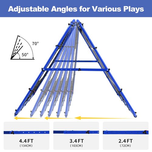 BAGAIL Soccer Rebounder Net, 4 x 4 Ft Pitch Back Baseball Softball Rebounder, Angle Adjustable Rebound Net for Control, Passing Practice, Easy Setup Bounce Back Net Gifts for Training - Blue