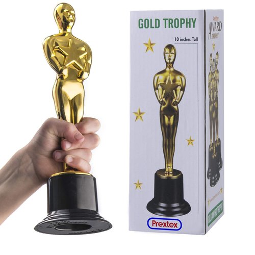 Prextex 10-Inch Gold Award Trophy for Trophy Awards and Party Celebrations, Award Ceremony, and Appreciation Gift,
