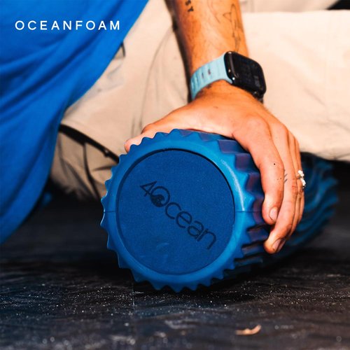 Oceanfoam x 4ocean Tidal Roller (Royal Blue) – Limited Edition Muscle Roller for Back Pain & Yoga - High Density Foam for Physical Therapy - Textured for Deep Tissue Massage - Full Size, 20" x 5"