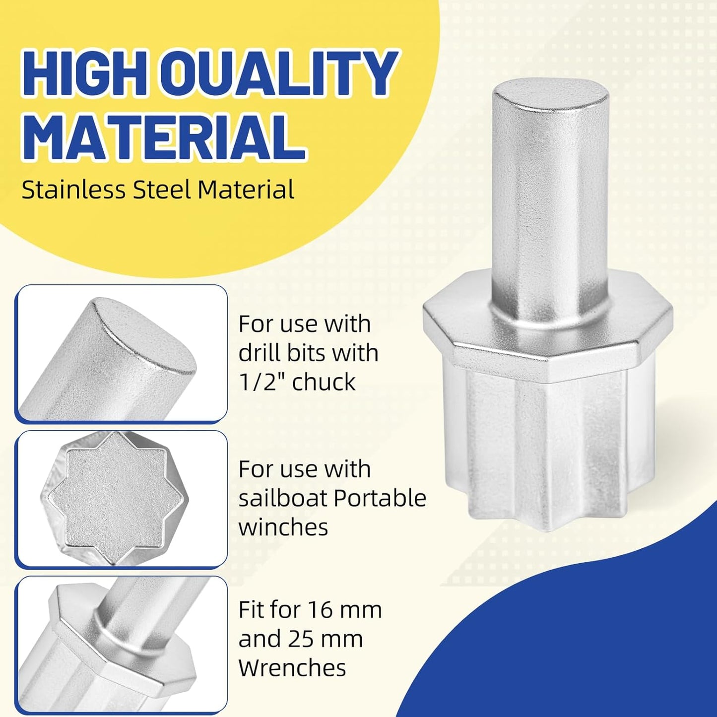 2 Pcs Boat Winch Drill Bit Adapter 7431 Portable Drill Winch Sailboat Accessories Sailing Gear
