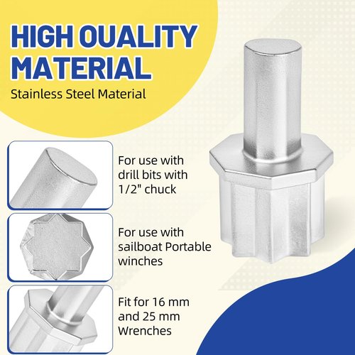Lwlaboc 2 Pcs Boat Winch Drill Bit Adapter 7431 Portable Drill Winch Sailboat Accessories Sailing Gear