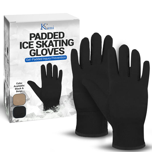 Kami-So Figure Skating Gloves for Competition | Ice Skating Gloves for Women | Gel Wrist Support | Padded Thermal Accessory | Figure Skate Practice Gear, Ice Skate Outfit | Black | Extra Small