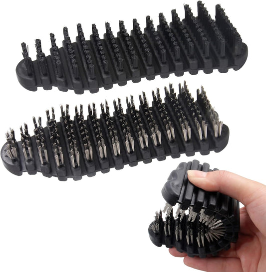2 Pack Barbell Cleaning Brush Kit, Nylon and Wire Barbell Brush for Cleaning Weighted Bars, Cleaning Supplies Stiff Brush for Strength Training Bars, Barbell, Dumbbells, Weight Trays