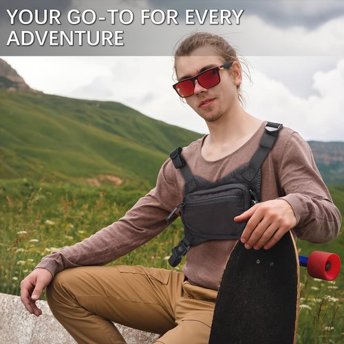 MGFLASHFORCE Chest Bag for Men and Women, Chest Rig Pack Front EDC Pouch Running Vest Phone Holder for Workout, Hiking and Outdoor Sports