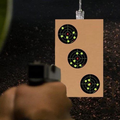 Atflbox Splatter Adhesive 4 inch Bullseye Fluorescent Yellow Shooting Target Stickers, 200 Self Adhesive Targets Roll for BB Gun, Pellet Gun, Airsoft, Rifle Indoor and Outdoor Shooting Range