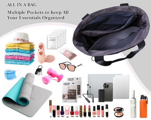 Hiolpen Yoga Bag for Women Large Gym Bag Fit All Your Stuff,Workout Bag with Compartments Pilates Bag,Suitable for Gym Yoga Pilates Travel,Waterproof Yoga Mat Bag, Black Grey Yoga Mat Bag with Pockets