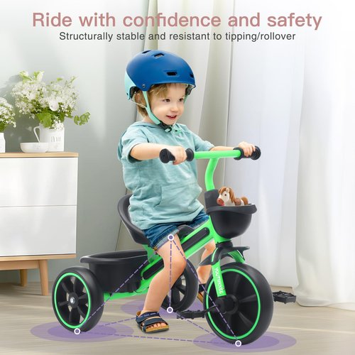 Youthkkee Toddler Tricycle with Light for 2-5 Year Olds - Fun & Safe Kids Trike with Gift, Ideal for 18 Months to 5 Year Old Girls & Boys