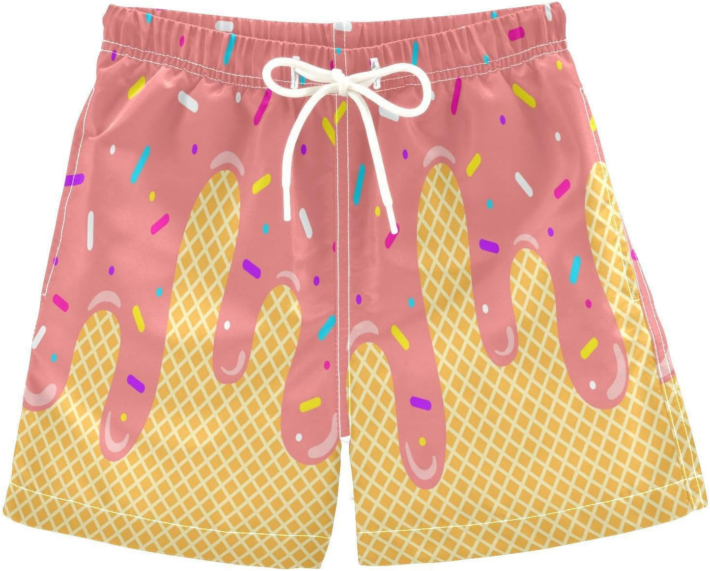 Ice Cream Boy Baseball Shorts Waffle Or Cone Preppy Shorts,Kids Youth Ice Cream Drip Track Short Pants