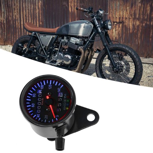 KIMISS LED Backlight 12 V Motorcycle Dual Odometer Speedometer Gauge Kit Cafe Racer + Odometer Gauge Universal Motorcycle Odometer LED Odometer Gauge Motorcycle Odometer Gauge LED Ba