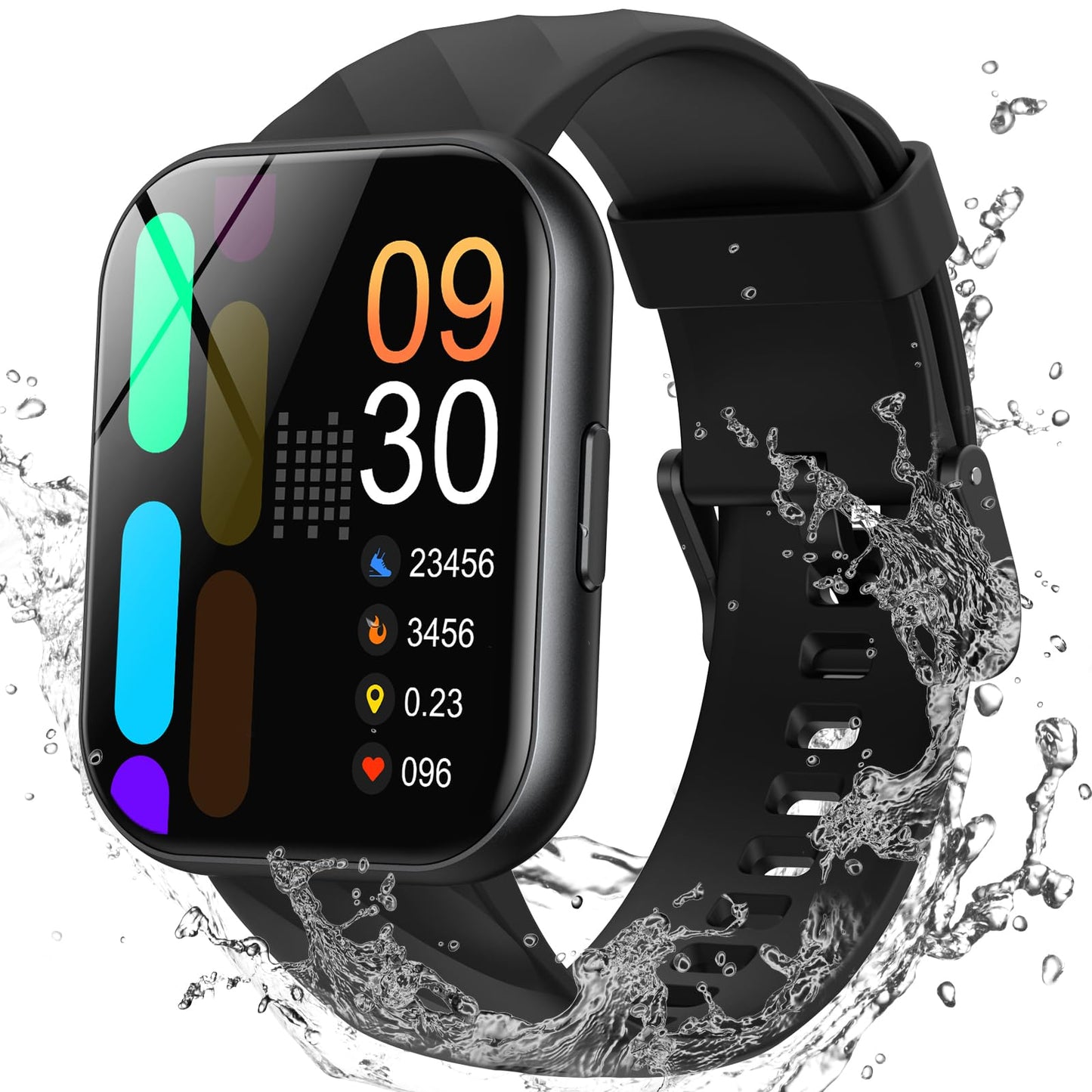 Parsonver Smart Watch, 5ATM Waterproof Watch for Swimming, Fitness Activity Tracker with 110+ Sports Modes, Heart Rate/Sleep/SpO2/Calories Monitor, Pedometer, Fitness Watch for Android & iPhone, Black