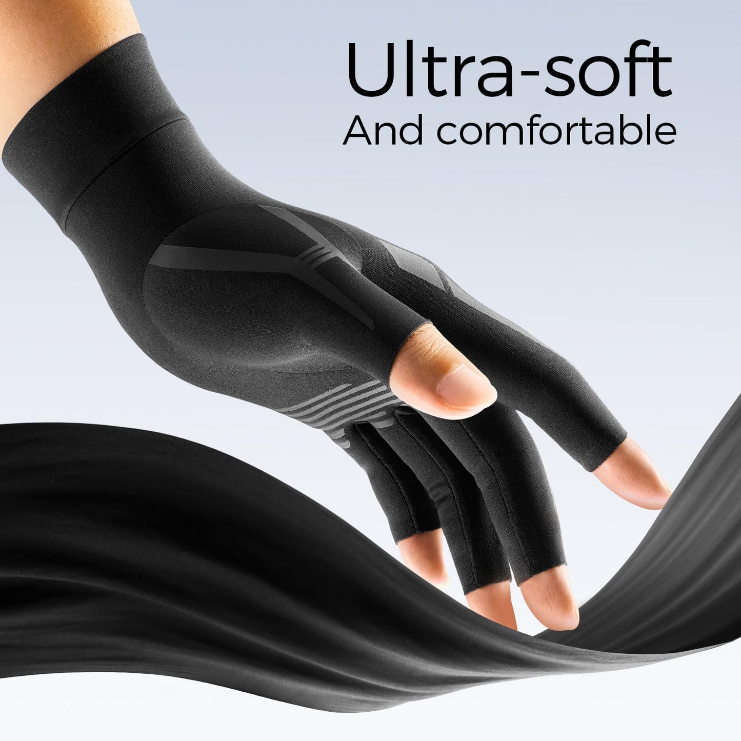 FREETOO All-Around Compression Arthritis Gloves for Women for Pain, Carpal Tunnel Relief Gloves for Men, Hand Compression Gloves for Crocheting,Gaming,Arthritis,Swelling.Black M