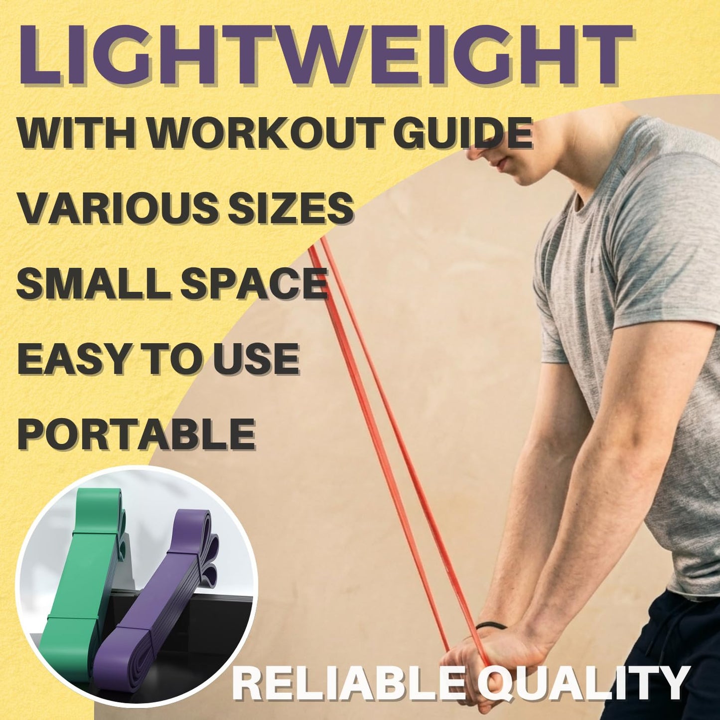 LEZER Resistance Bands for Working Out, Exercise Band, Pull Up Band, Elastic Band, Stretching, Training, Gym, Physical Therapy, Fitness, Workout, Yoga, with Instruction, Set of 5