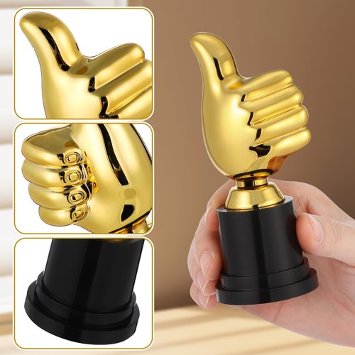 Veemoon 5Inch Thumbs up Trophy,Funny Trophy Award Mini Gold Award with Base for Sports Competitions Prizes Party Favors