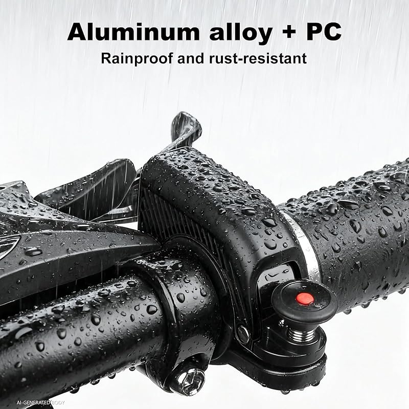 Bike Horn with Aluminum Casing 90dB - Fits 22.2–31.8mm Handlebars, Black