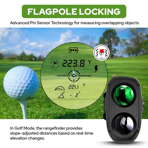 APTGRF Golf Rangefinder with Slope and Pin Flagpole Lock Vibration, 700 Yards Laser Range Finder, External Slope Switch, Golf Tournament Legal, Rechargeable Battery, Magnetic Stripe, 6X Magnification