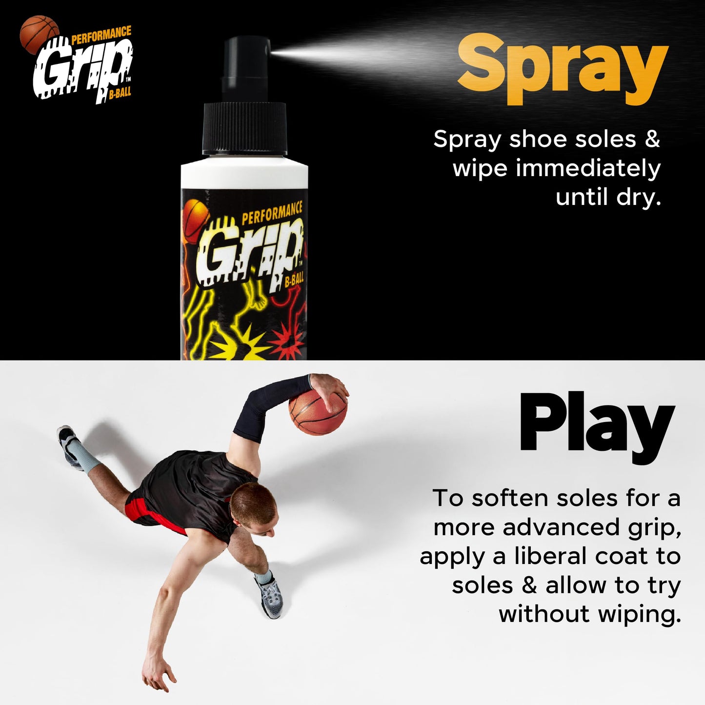 Performance Grip Basketball Shoe Spray 8 Oz – Grip Spray for Basketball Shoes Bottom – Non-Sticky Mist That Rejuvenates Soles & Boosts Traction