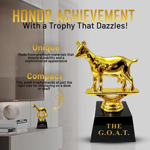 Vaulted Skulls & Co Goat Trophy | Greatest of All Time Trophy (G.O.A.T) | G.O.A.T Trophy | Sports Team Trophies | Funny Office Trophy | Gold/Black | 3"