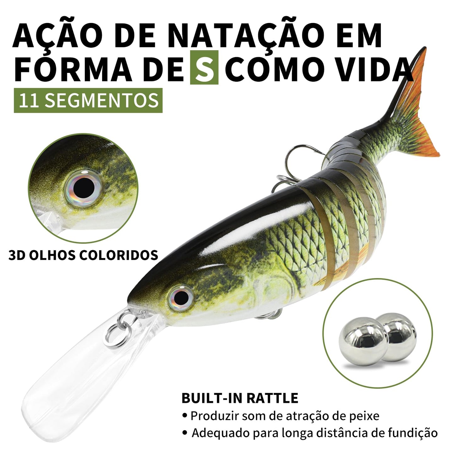 TRUSCEND Swimmax Easy Catch Fishing Lures with BKK Hooks, Wiggling, Vibrating, Rattling and Gurgling for More Bite, Heavy-Duty Dyneema Fiber Jointed Swimbaits for Bass, Trout, Walleye, Crappie, Pike