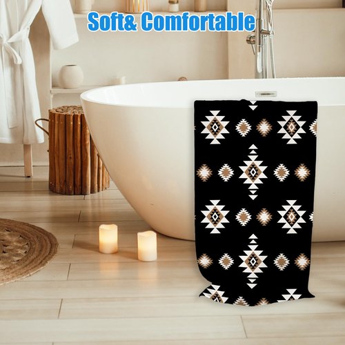 Gnmduw Western Aztec Beach Towel, Black Western Sand Beach Towels Gifts for Men Women Adults, Boho Southwestern Quick Dry Bath Pool Towels for Bathroom Swimming Pool, Aztec Bathroom Decor, 30x60 in