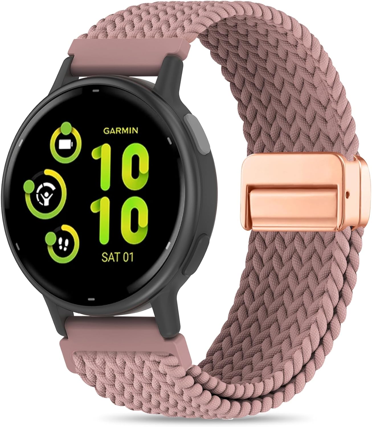 20mm Magnetic Braided Nylon Band Compatible With Garmin Vivoactive 6/Vivoactive 5/3/3 Music Watch Bands, Quick Release Stretchy Strap Replacement for Venu Sq 2/Forerunner 55/165/245/645