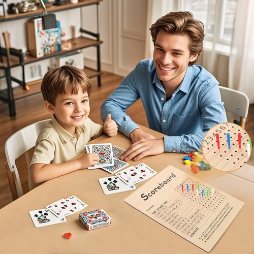 BUSOHA Score Board Compatible with Phase 10 - Wooden Scoreboard for Phase 10 Card Game with 8 Pegs Scoreboard for Board Games Family Party Birthday Christmas