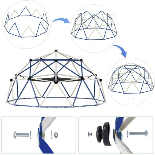 Climbing Dome,10FT Dome Climber with Hammock, Outdoor Play Equipment for 3 to 10 Children, Supports Jungle Gym up to 1,000 lbs, Rust Resistant, Easy to Assemble, Gift for Kids, Green+Yellow