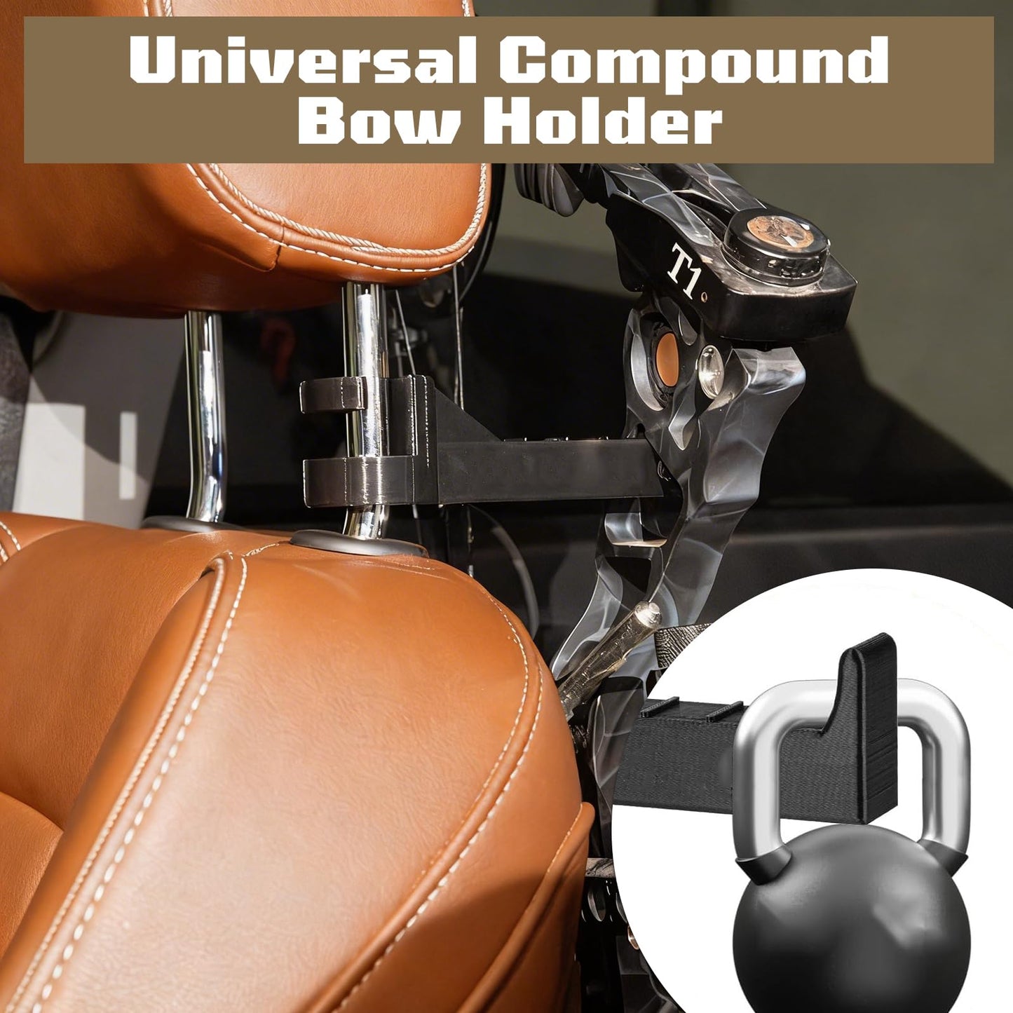 2PCS Bow Hanger for Truck Headrest Archery Bow Holder Vehicle Storage Set
