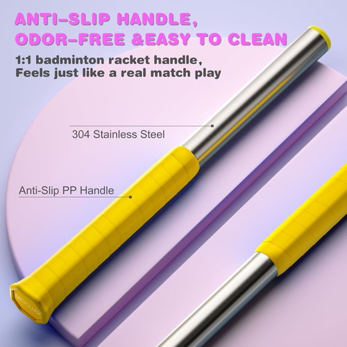 Moojay Badminton Racket Power Trainer with Magnetic Resistance 28N Swing Trainer, Sound Feedback for Correct Technique PP Handle, for Training, Fitness, and Professional Use - Yellow