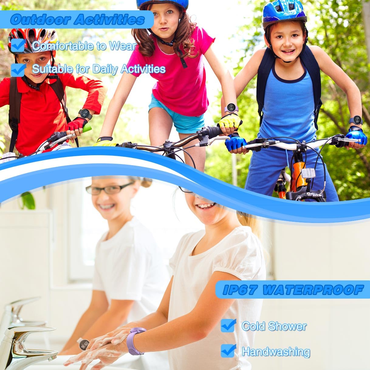Focwony Kids Fitness Tracker Watch, Digital Steps Counter, Boys Girls Waterproof Wristwatch with Step Counting/Distance/Calories/Stopwatch/Alarm Clock, Great Xmas Gift for Children (White)