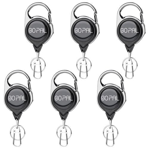Gopal Fly Fishing Zinger Retractor: Retractable Keychain with 27.5" Durable Cord Badge Reel Lanyard - Fishing Rod Tether Accessories and Gear, 6 Pack