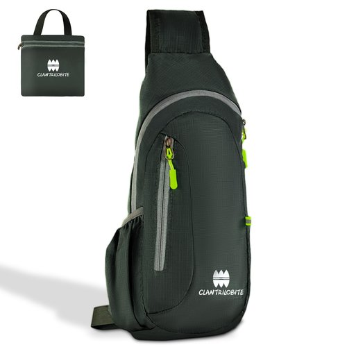 CLANTRILOBITE Small Sling Backpack, Lightweight Crossbody Backpack,Foldable Cross Body Bag for Men Women,Shoulder Bag for Sport Outdoors Hiking Traveling