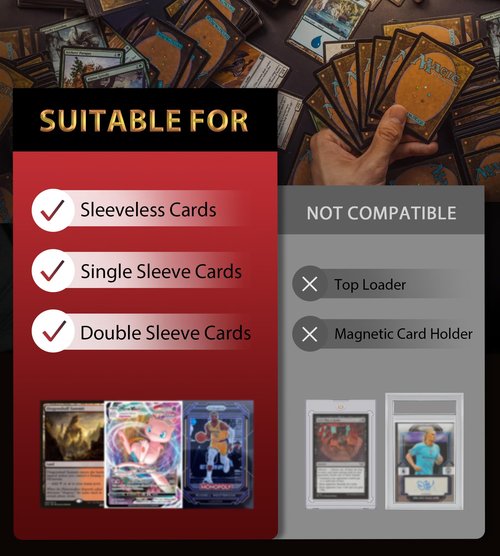 NEWLOOP Trading Card Storage Box - 2400+ Card Deck Case for Magic the Gathering PKM YuGiOh Sports Cards, Leather MTG PTCG Commander Deck with 12 PVC Dividers 4 Supporters, Black and Gray