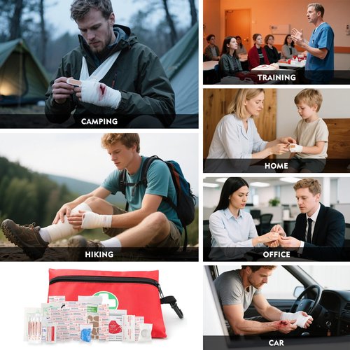 ABXMAS Mini First Aid Kit for Minor Cuts, Scrapes, Sprains, Burns, 194Pcs Portable Compact First Aid Kit for Home, Car, Travel, Camping and Outdoor Emergencies, Small Size Trauma Kits