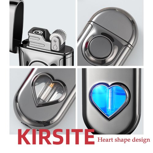 Torch Lighter, Dual Flame Butane Lighter Refillable, Windproof Adjustable Jet Flame and Soft Flame, with Heart-Shaped Transparent Gas Window, for Men Women (Without Butane)-Rainbow