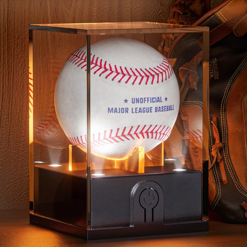 Leshein Baseball Display Case with Led Light, Light up Baseball Case for Display, Acrylic Baseball Holder Display Case, UV Protected Clear Baseball Stand Baseball Cube for Memorabilia Baseball Gifts