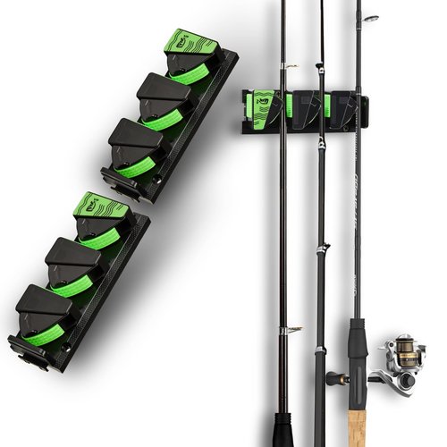 TORIOX Expandable Fishing Rod Holder,Wall-Mounted Fishing Rod & Combos Rack for Garage – UV Silicone Spring Clip, Space-Saving Storage Rack with Free Lure Holder