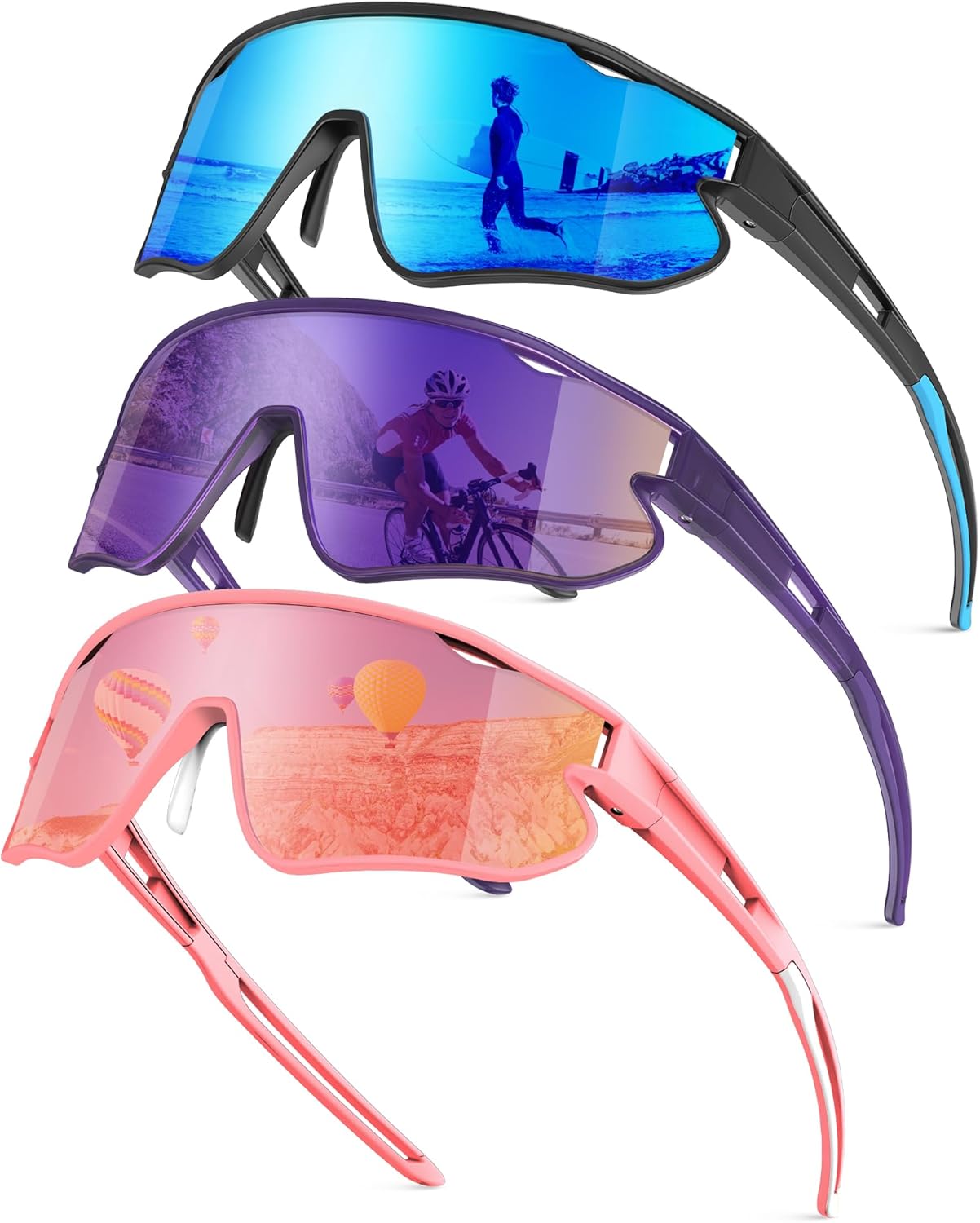 KALIYADI Polarized-Sunglasses Men Polarized Cycling-Sunglasses: Sports Sun Glasses for Running Cycling UV400 Protection