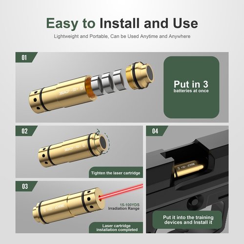 Vstranics 380ACP Laser Training Cartridge Dry Fire Training System with Rubber Snap Cap, O-Rings and 3 Set Batteries for Dry Fire Practice and Shooting Training