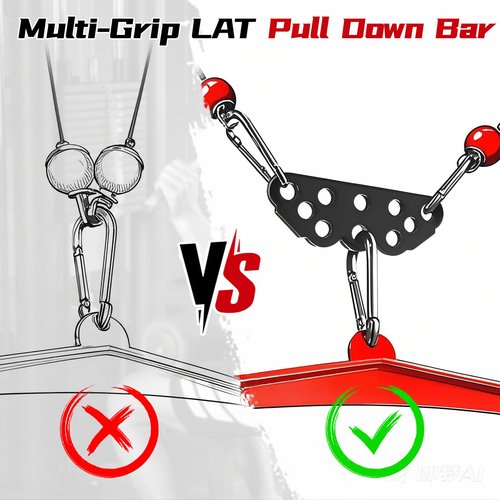 Lasnten 2 Pack Multi-Grip LAT Pull Down Bar for Home Gym Fitness, Spreader Plate LAT Pulldown Attachments for Pulley System Cable Machine, Double to Single Cable Attachment Exercise Handle