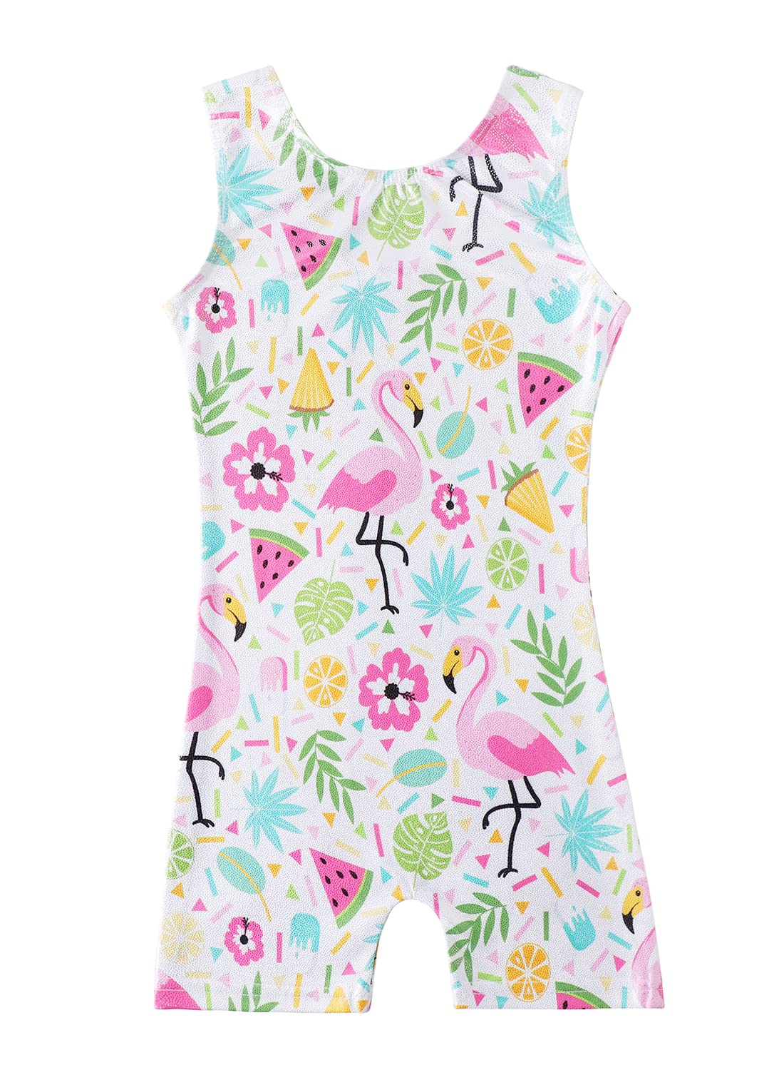 HOZIY Girls Gymnastics Leotards Size 6-7 Year Old Flamingo Fruits Floral Flower Patterns Dance Shorts Bike Biketard Gymnastic Ropa De Gimnasia Leotard Sparkly Outfits