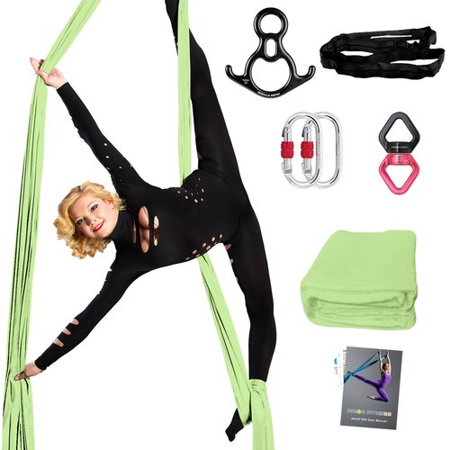 PRIOR FITNESS Aerial Silks Set, Professional Thicker Low Stretch Fabric 9/15/20 Yards, Yoga Starter Kit for Home, Aerial Yoga Hammock, Silks for Gymnastics