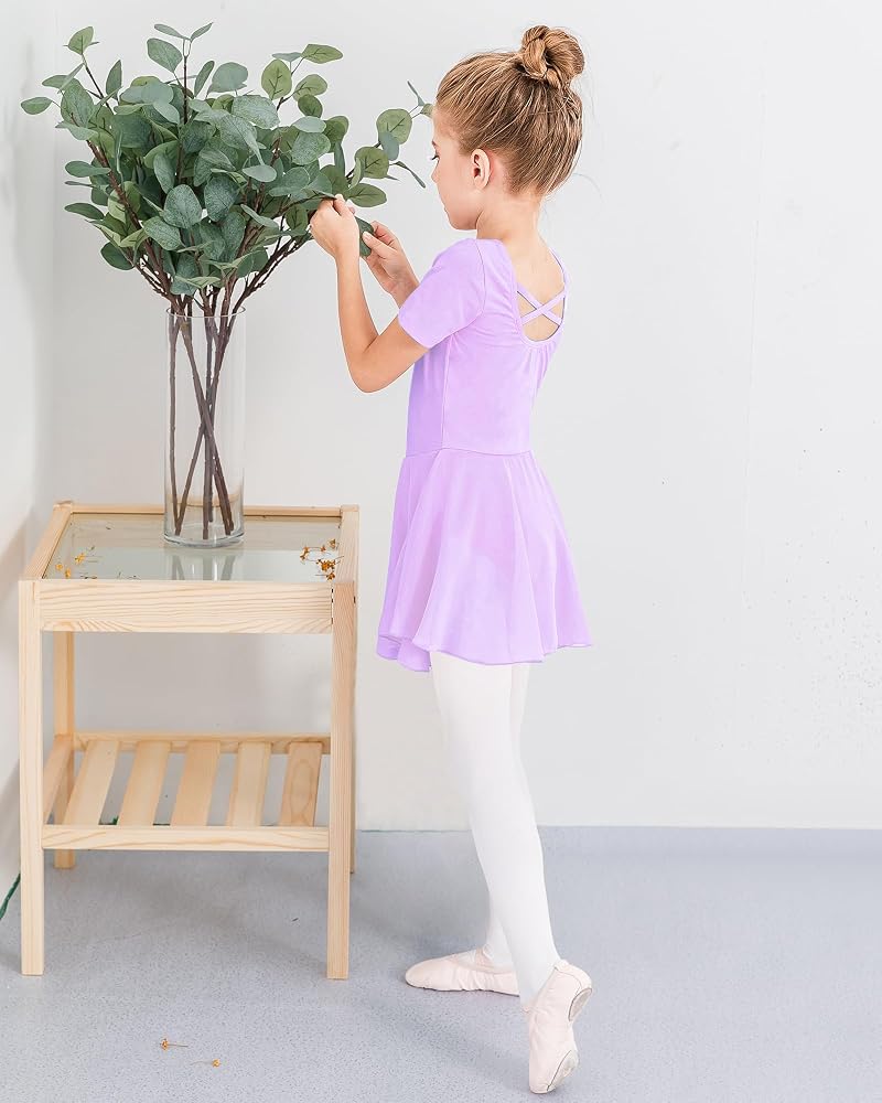 Stelle Girls Toddler Ballet Leotard Dress – Lavender Cross Back, 4-5T