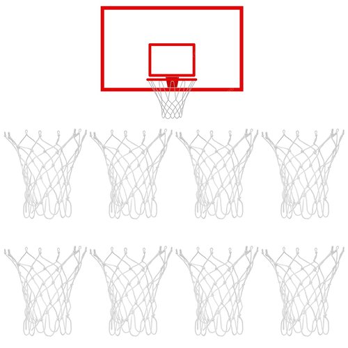 Mini Basketball Nets Replacement for 8"-10.25" Basketball Rims 8 Pcs White Nylon Small Basketballs Hoop Net with 8 Loops Basketballs Rims Thicker Ropes Weaved All Weather