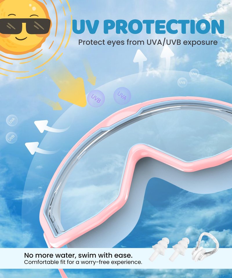 QALLY Kids Goggles Age 4-16, Anti-Fog UV 180°Clear View Kids Swim Goggles, 3 Pack Swimming Goggles Waterproof Pool Goggles for Boys Girls Toddler Kids Youth