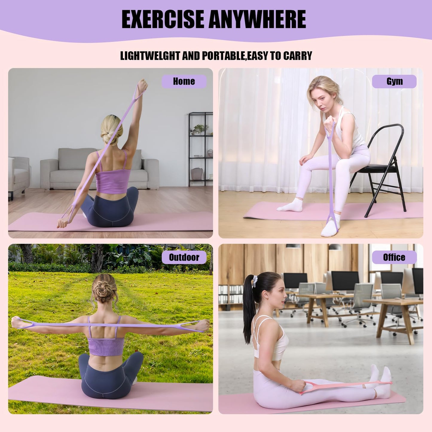 TREKONPEAK Figure 8 Resistance Bands Set,Silicone Stretch Bands for Women