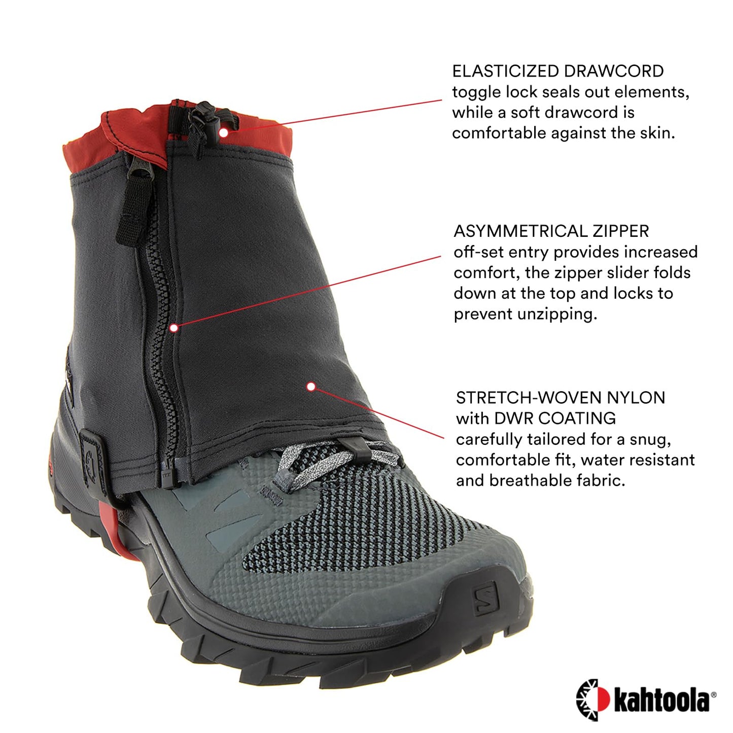 Kahtoola RENAgaiter Low Gaiters for Hiking, Mountaineering, Trail Running, Shoe & Boot Protection in Mud, Snow & Ice - Plum - Large|X-Large