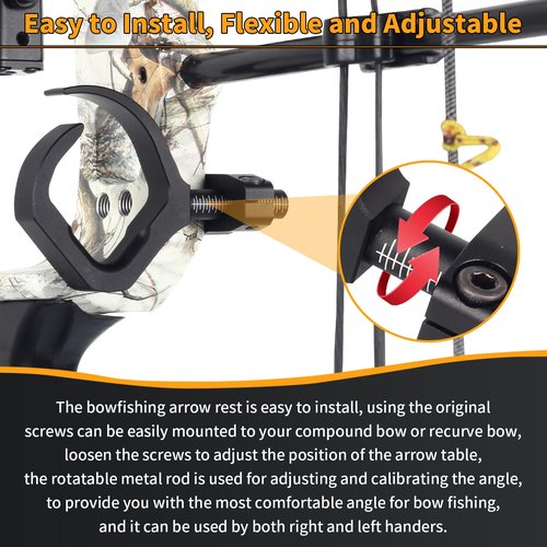 SPG Aluminum Bowfishing Arrow Rest - Anodized and Durable - Adjustable Semi-Open Bow Fishing Arrow Rest Left and Right Hand Use for Compound Recurve Bow Fishing Accessories