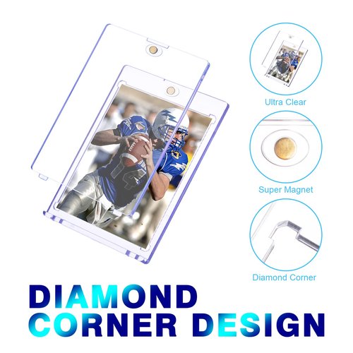 60ct Magnetic Card Holder - 35pt One Touch Card Holder for Sports Cards, Hard Plastic Card Protectors with UV Protection, Card Holders for Standard Trading & Baseball Cards